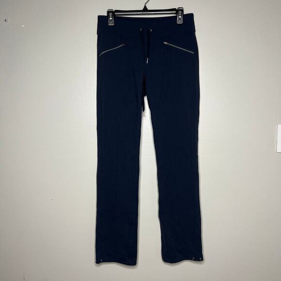 ATHLETA Women's Size Small Navy Joggers Zip Pockets Tapered Leg Stretch Material - Picture 1 of 8